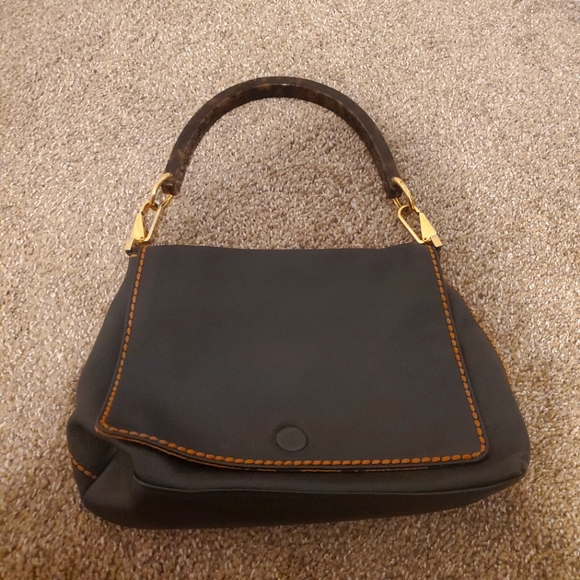 Plinio Visona Handbags - Vintage Plinio Visona Italian Leather Contrast Stitch Top Handle Shoulder Bag